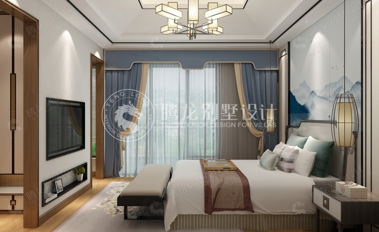 安礼香苑新中式风格别墅装修效果图-1