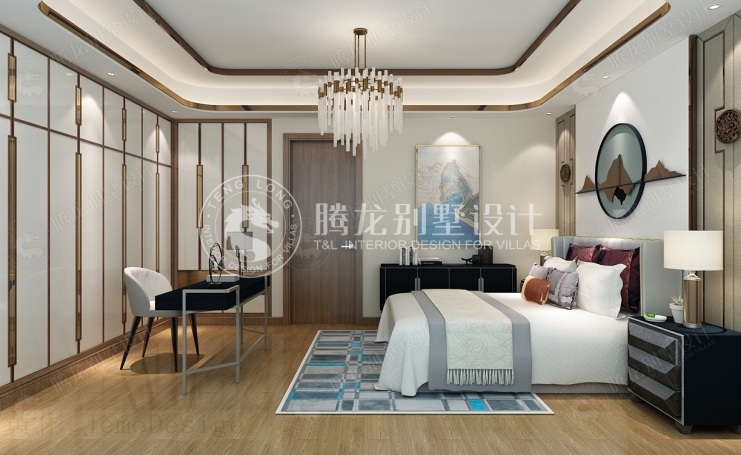 安礼香苑新中式风格别墅装修效果图-2