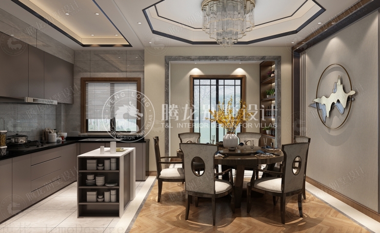 安礼香苑新中式风格别墅装修效果图-4