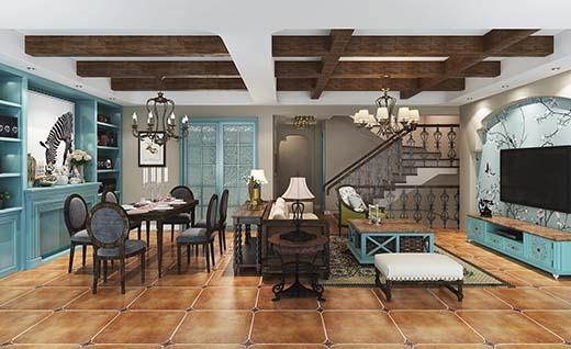 保利蔚蓝林语美式风格别墅装修效果图