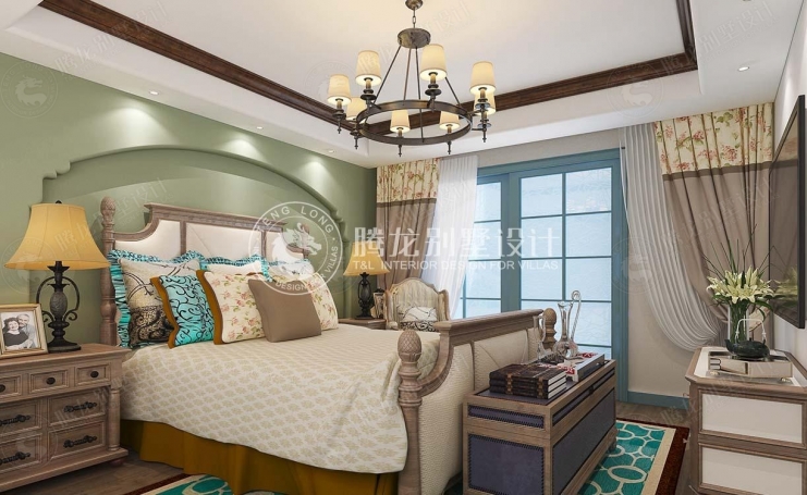 保利蔚蓝林语美式风格别墅装修效果图-1