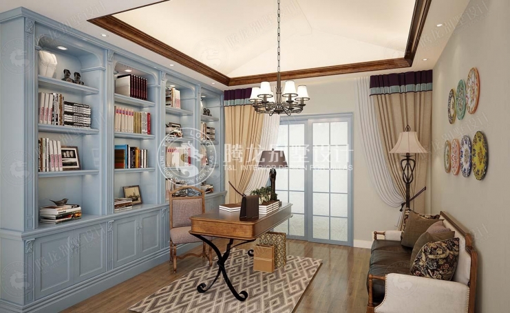 保利蔚蓝林语美式风格别墅装修效果图-3