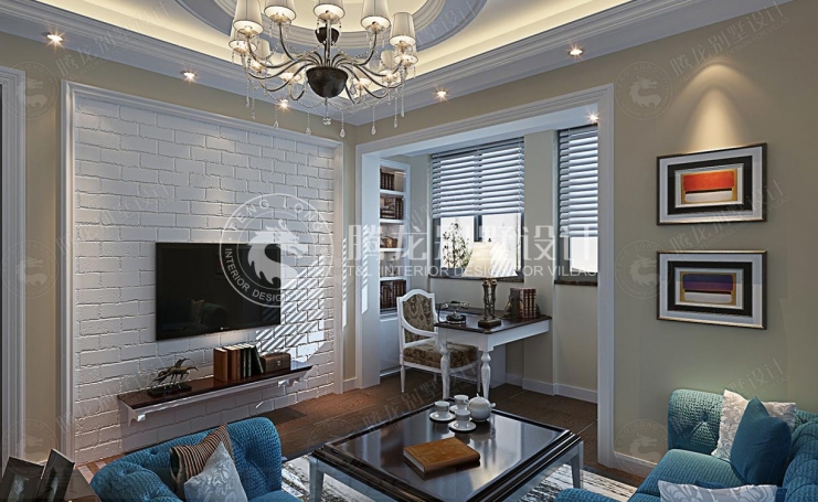 三友星墅美式风格别墅装修效果图-1