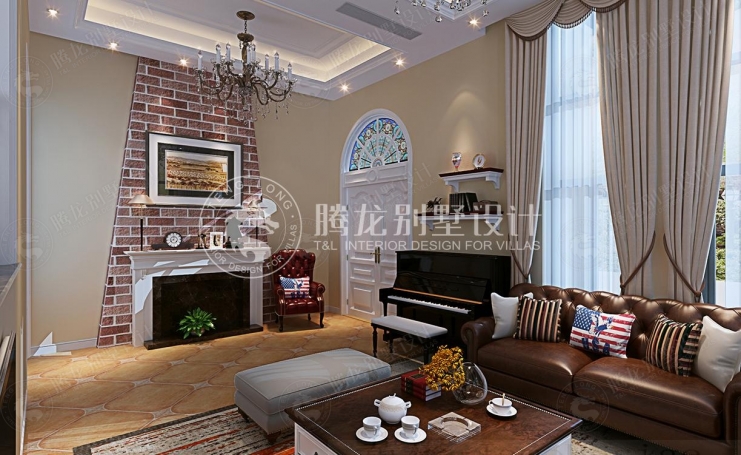 三友星墅美式风格别墅装修效果图-3