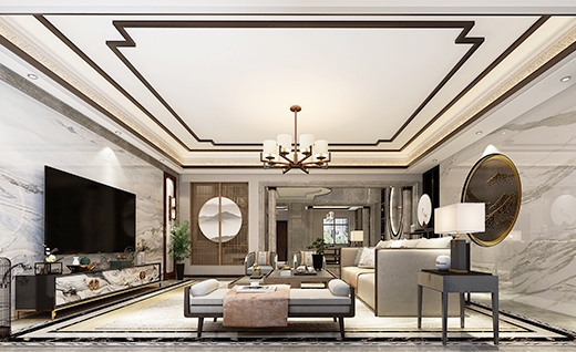 淞山湖别墅新中式风格别墅装修效果图