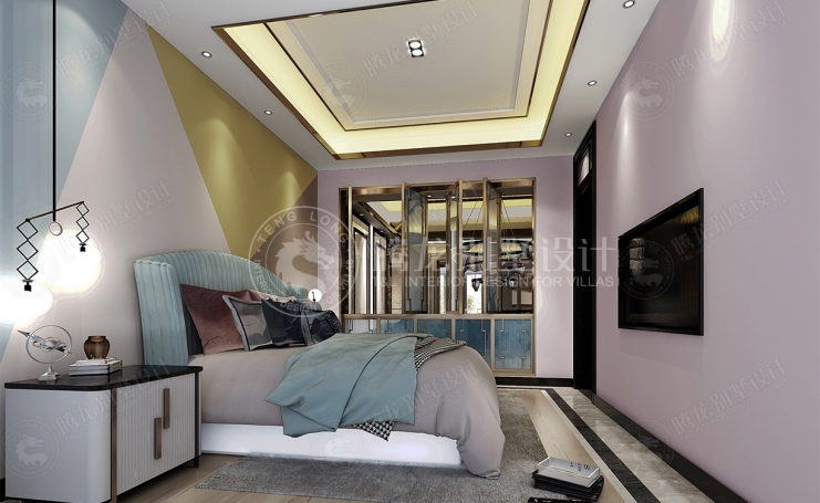 淞山湖别墅新中式风格别墅装修效果图-6