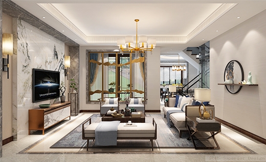 新城明月新中式风格别墅装修效果图