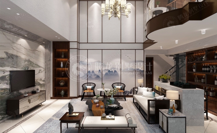 新城明月新中式风格别墅装修效果图-3