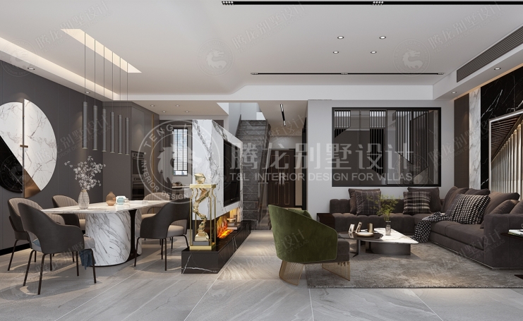 新城璞樾门第现代简约别墅装修效果图-5