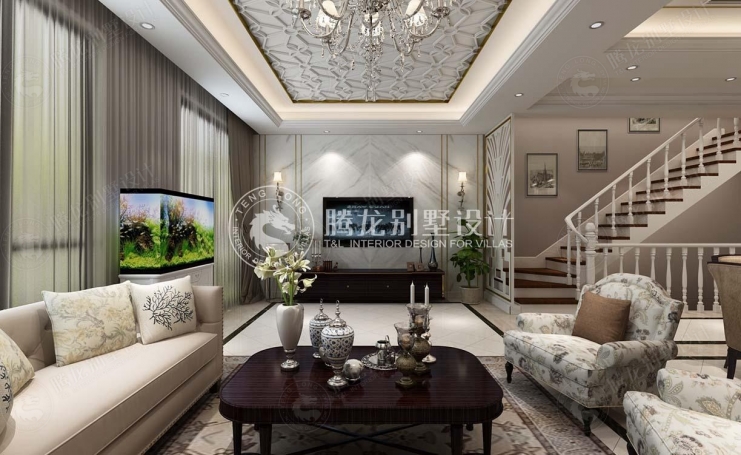 东原逸墅别墅美式风格别墅装修效果图-1