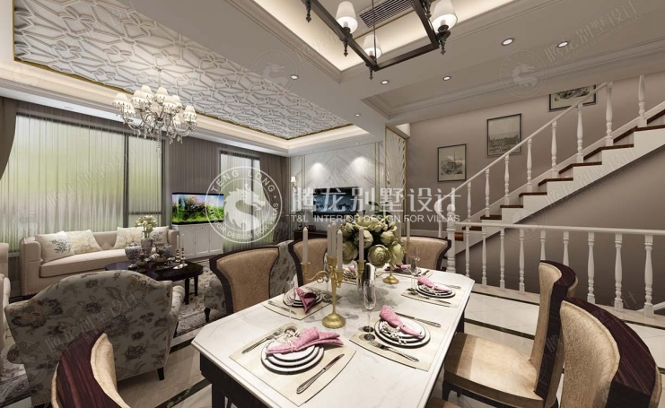 东原逸墅别墅美式风格别墅装修效果图-2