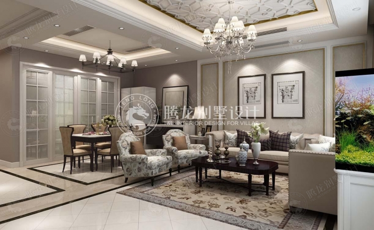 东原逸墅别墅美式风格别墅装修效果图-3