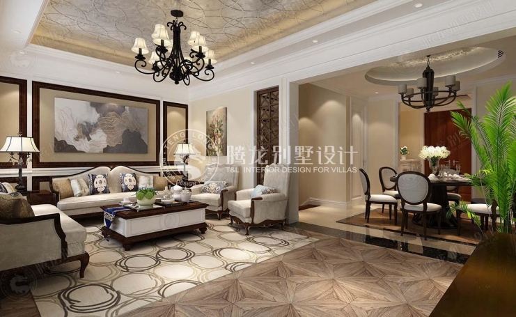 东原逸墅别墅美式风格别墅装修效果图-2