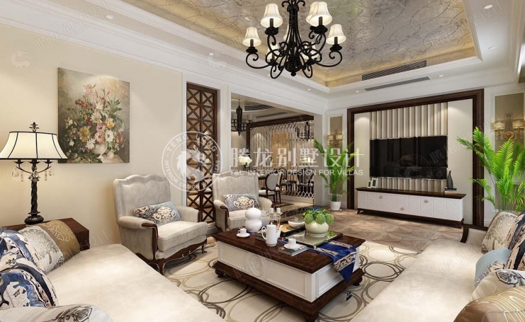 东原逸墅别墅美式风格别墅装修效果图-3
