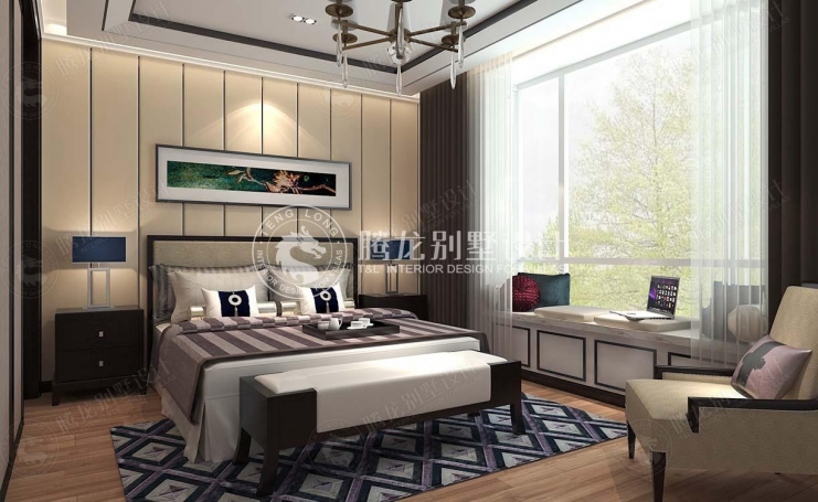 绿中海名苑新中式风格别墅装修效果图-7