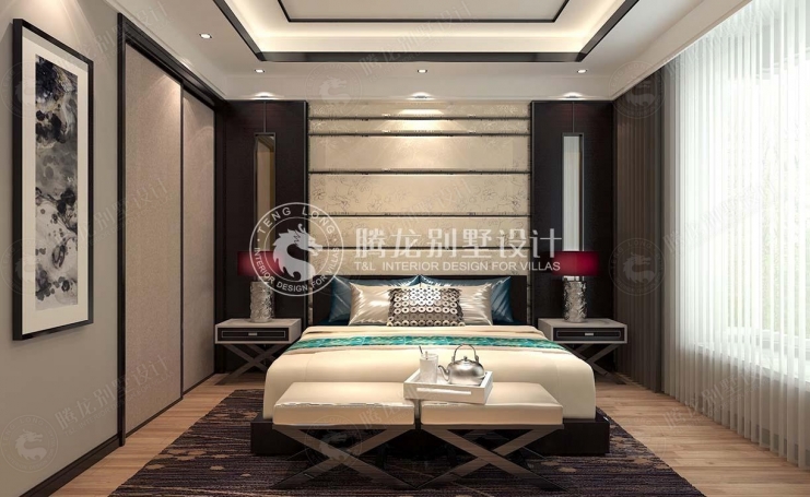 绿中海名苑新中式风格别墅装修效果图-8