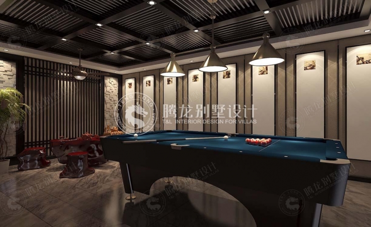 绿中海名苑新中式风格别墅装修效果图-9