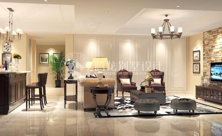 三湘海尚云邸美式风格别墅装修效果图-4