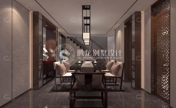 长城中环墅新中式风格别墅装修效果图-7