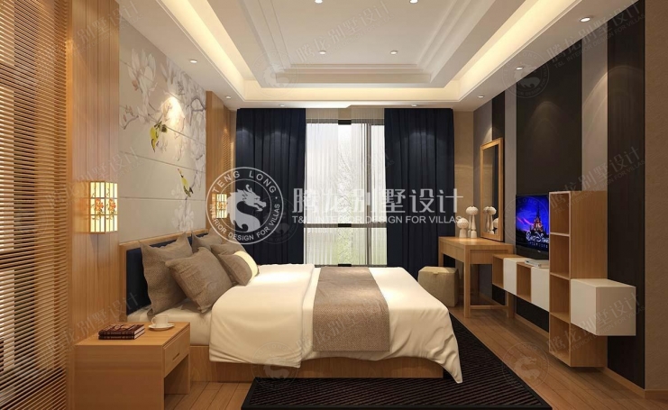 长城中环墅新中式风格别墅装修效果图-9