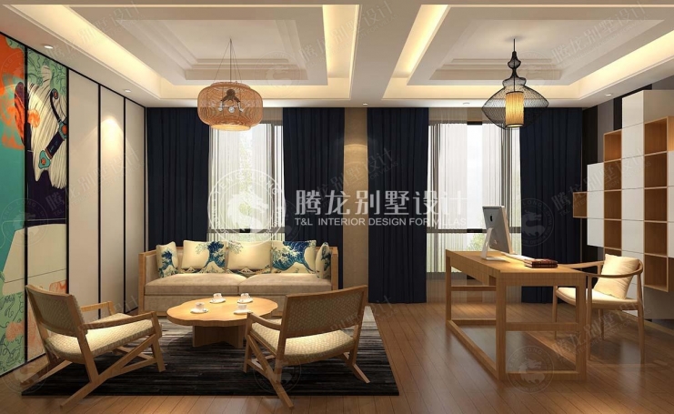 长城中环墅新中式风格别墅装修效果图-10