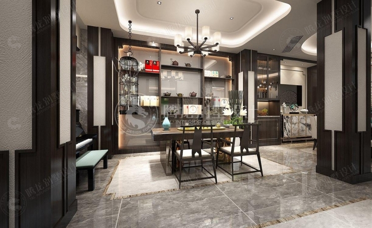 佘山玺樾新中式风格别墅装修效果图-1