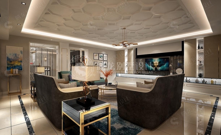 佘山玺樾新中式风格别墅装修效果图-7