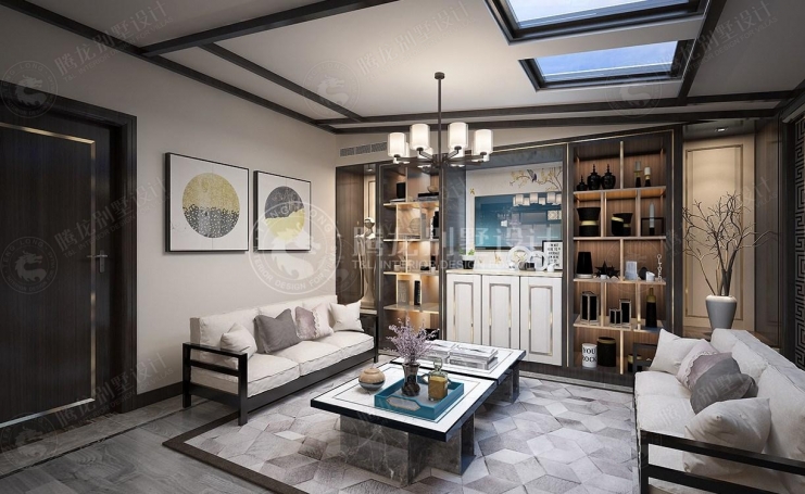 佘山玺樾新中式风格别墅装修效果图-9