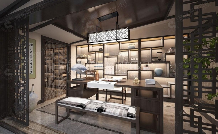 佘山玺樾新中式风格别墅装修效果图-13