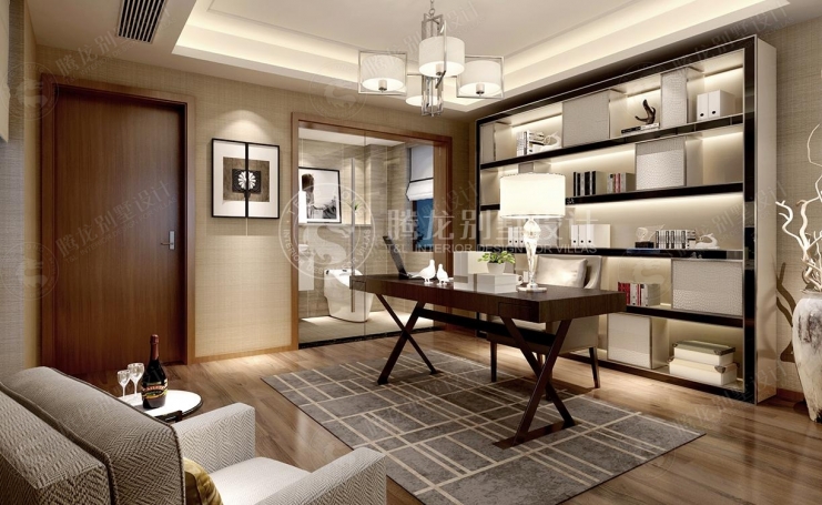 春江美庐别墅现代简约别墅装修效果图-1