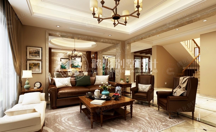 漓江山水花园美式风格别墅装修效果图-4