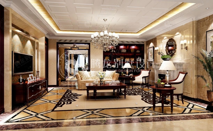 中宏御园欧式风格别墅装修效果图-1