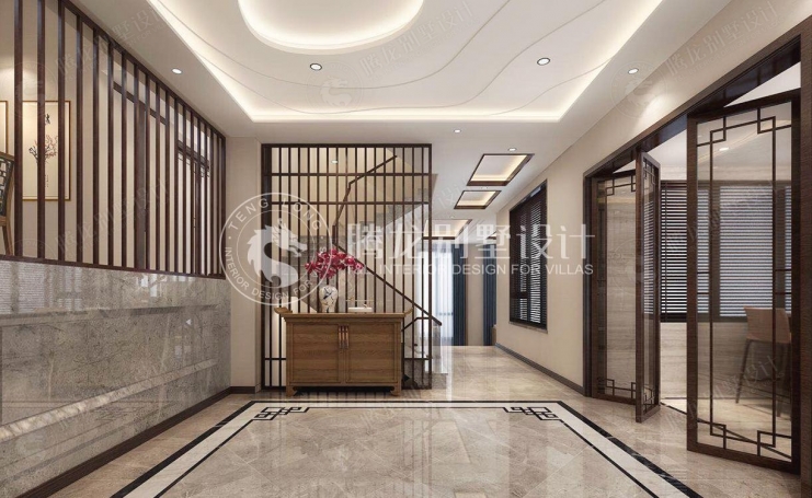 御江南新中式风格别墅装修效果图-2