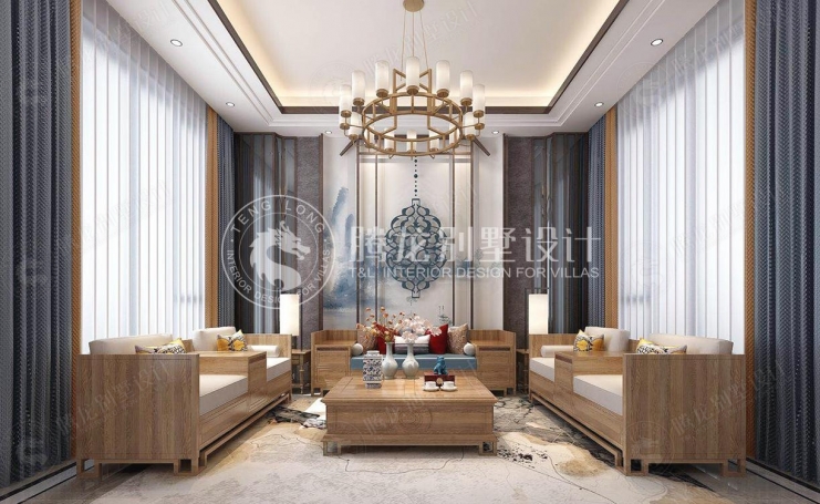 御江南新中式风格别墅装修效果图-3