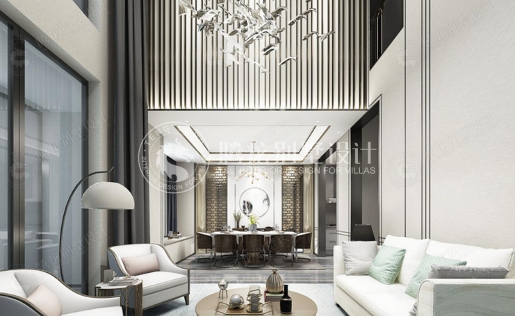 井亭苑新中式风格别墅装修效果图-1