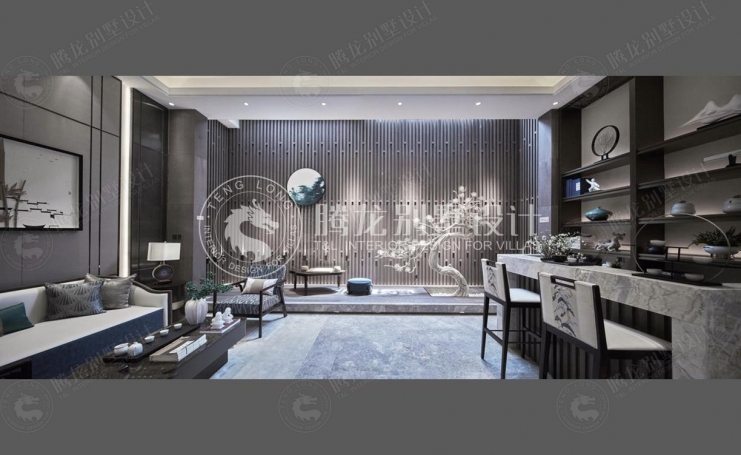 井亭苑新中式风格别墅装修效果图-2