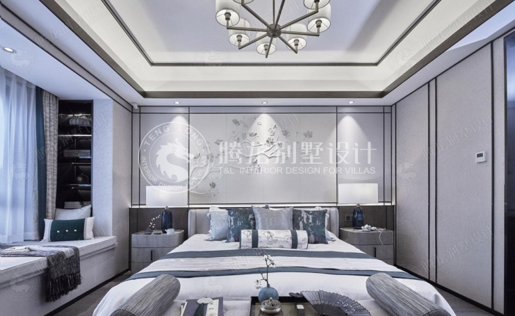 井亭苑新中式风格别墅装修效果图-4