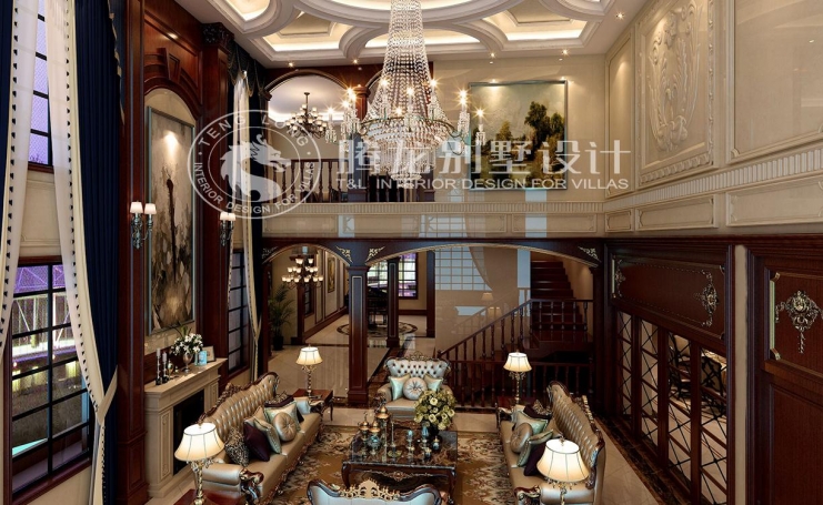 西郊大公馆美式风格别墅装修效果图-3