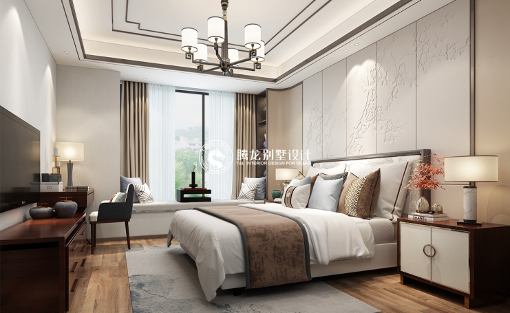 江南苑新中式风格别墅装修效果图-1