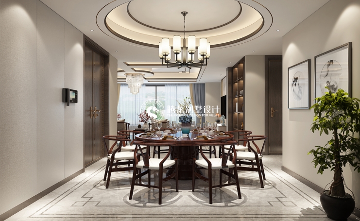 江南苑新中式风格别墅装修效果图-3