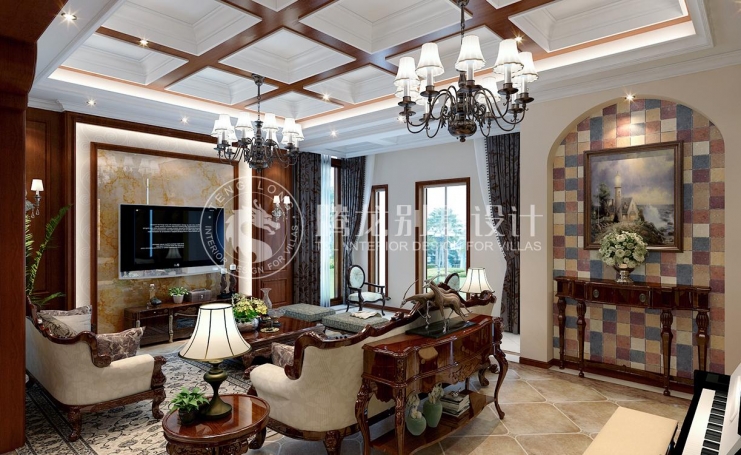 南郊中华园美式风格别墅装修效果图-1