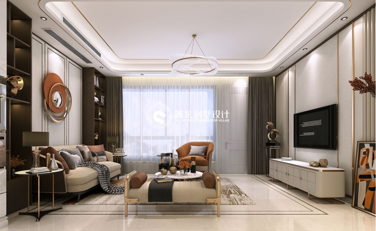 上坤樾山半岛现代简约别墅装修效果图-3