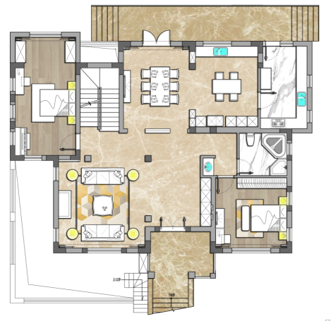 建德南郊别墅轻奢风格别墅装修效果图-1