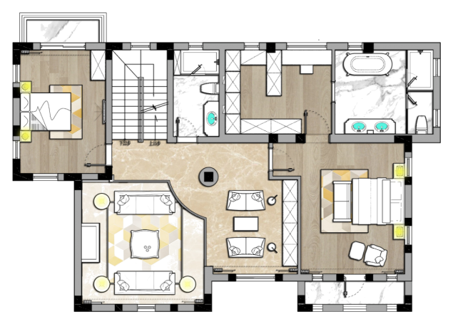 建德南郊别墅轻奢风格别墅装修效果图-2