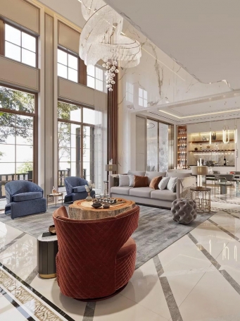 建德南郊别墅轻奢风格别墅装修效果图-4