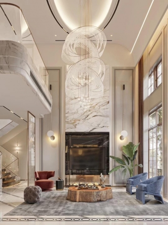 建德南郊别墅轻奢风格别墅装修效果图-6