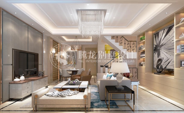 绿地海域笙晖别墅现代简约别墅装修效果图-1