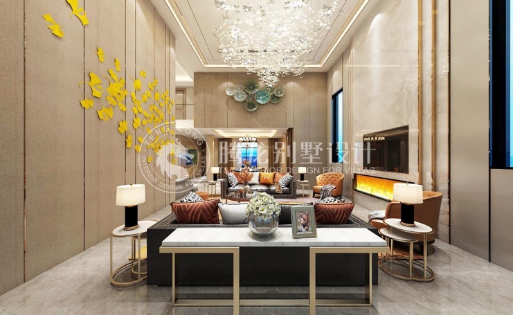 颐景园现代简约别墅装修效果图-1