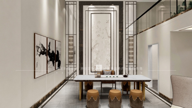 大华&middot;斐勒公园轻奢风格别墅装修效果图-1