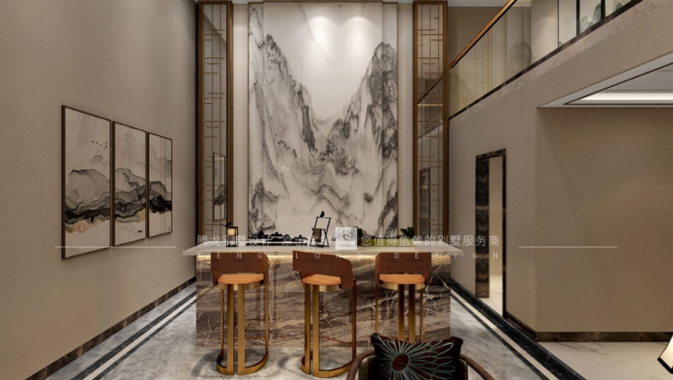 大华&middot;斐勒公园轻奢风格别墅装修效果图-2